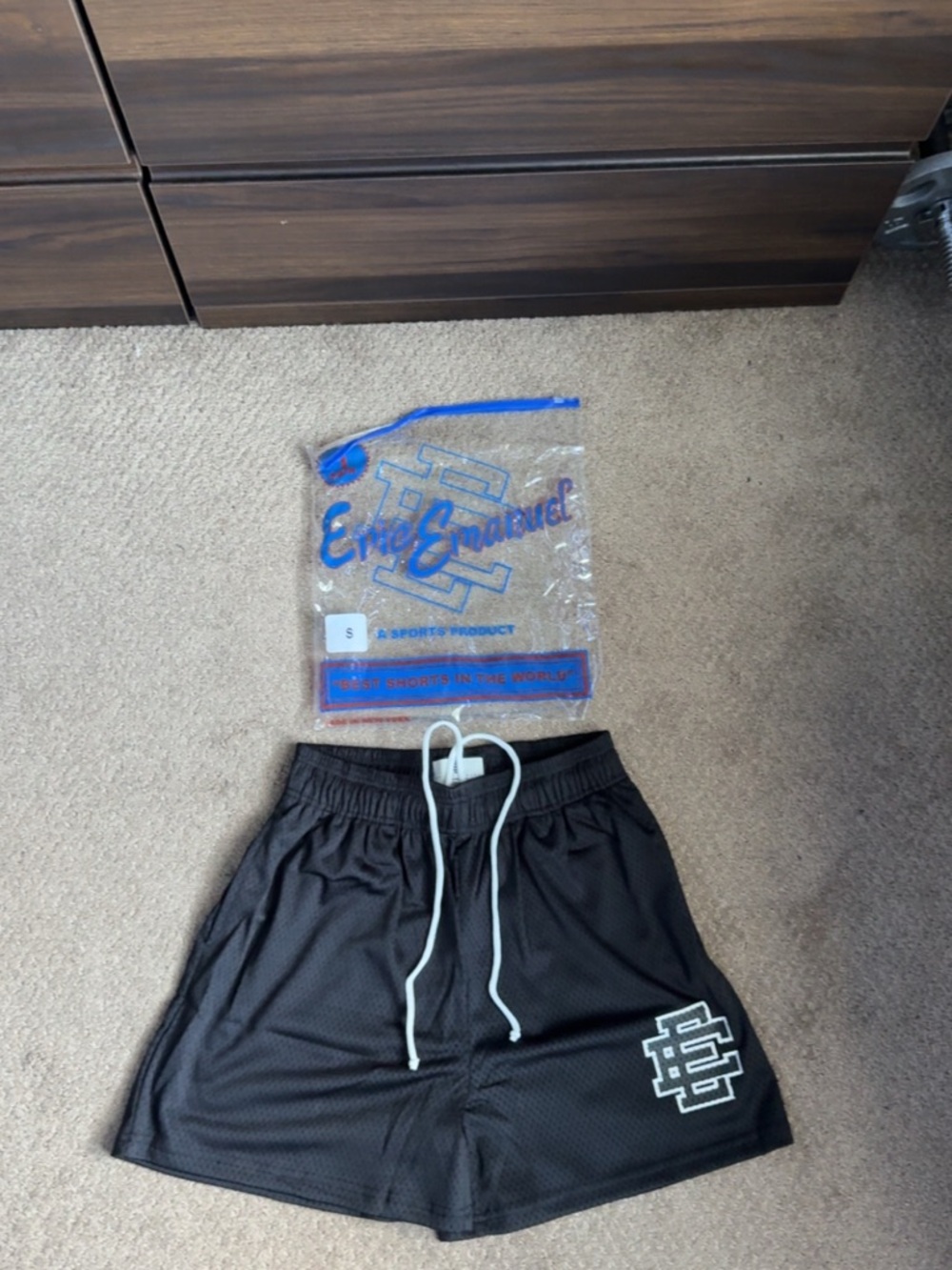 Brand new- Eric Emanuel Black Athletic Shorts with black logo